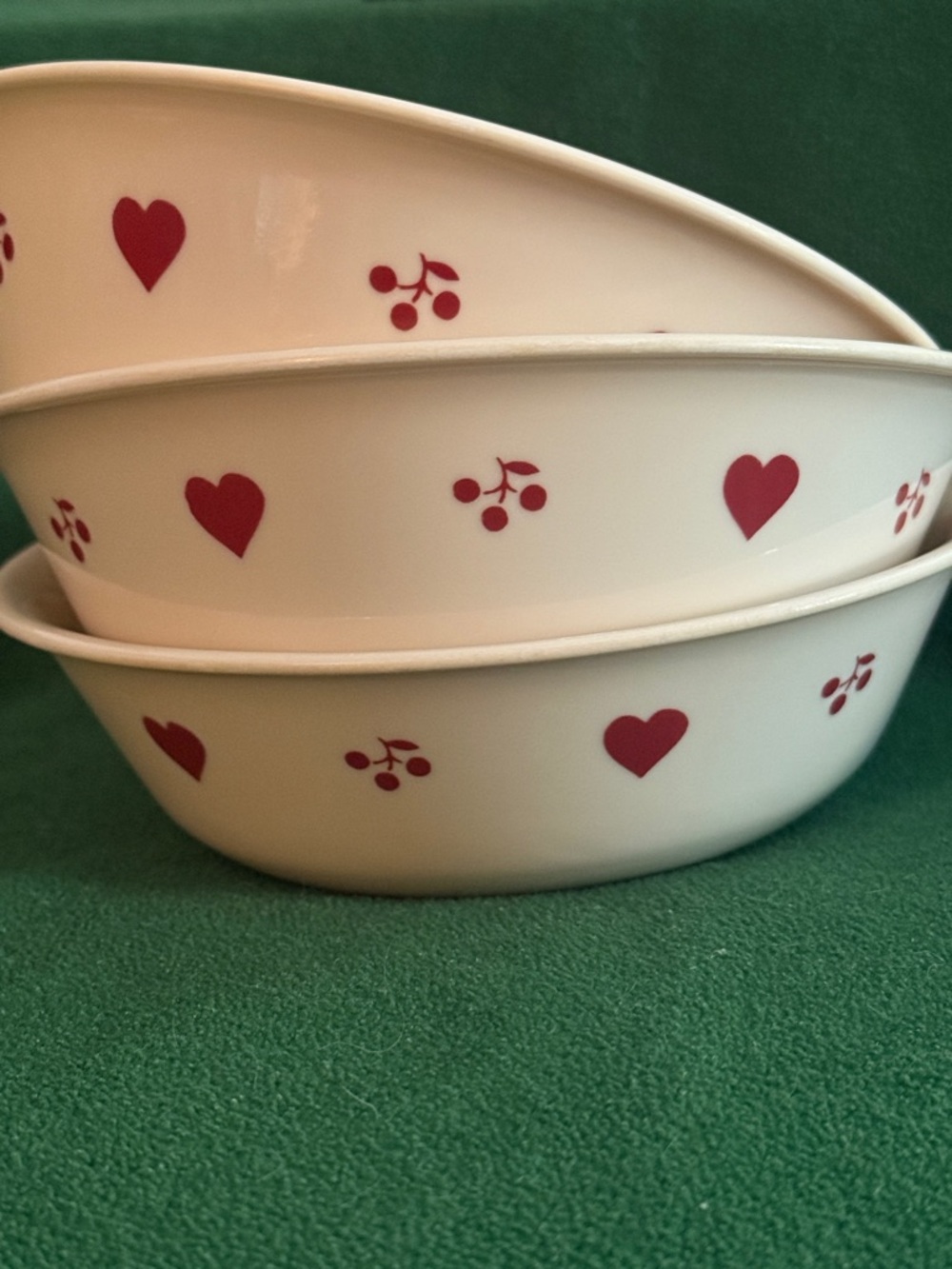 Corelle Hometown Hearts & Cherries Bowls - Set of 3